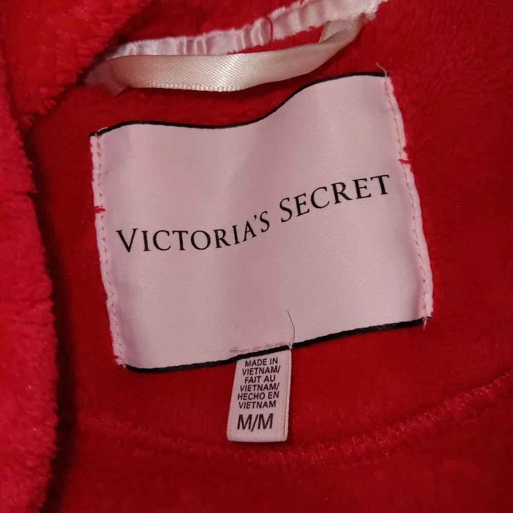VICTORIA'S SECRET HOODED BATH ROBE RED SIZE MEDIUM